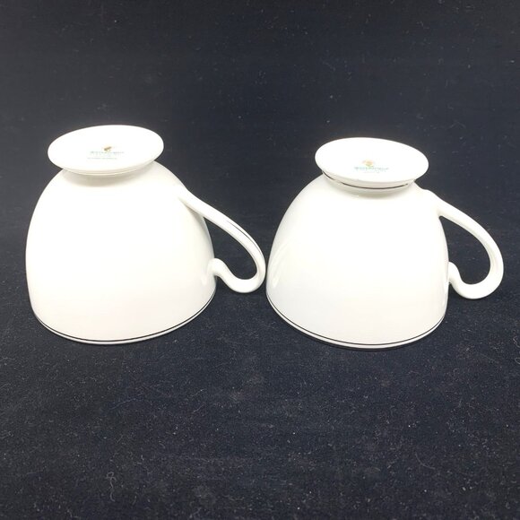 2 Waterford Kilbarry Platinum Cups and Saucers Footed Coffee Tea Fine Bone China - Picture 10 of 12